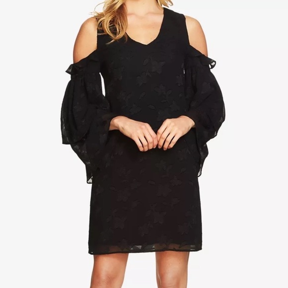 📫 SOLD 📫  CeCe Cold Shoulder Black Dress NWT - Picture 1 of 13